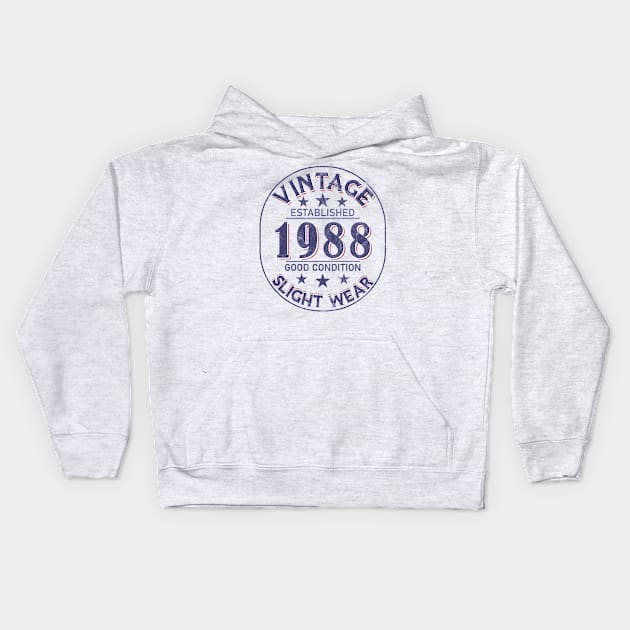 Vintage Established 1988 Kids Hoodie by Stacy Peters Art